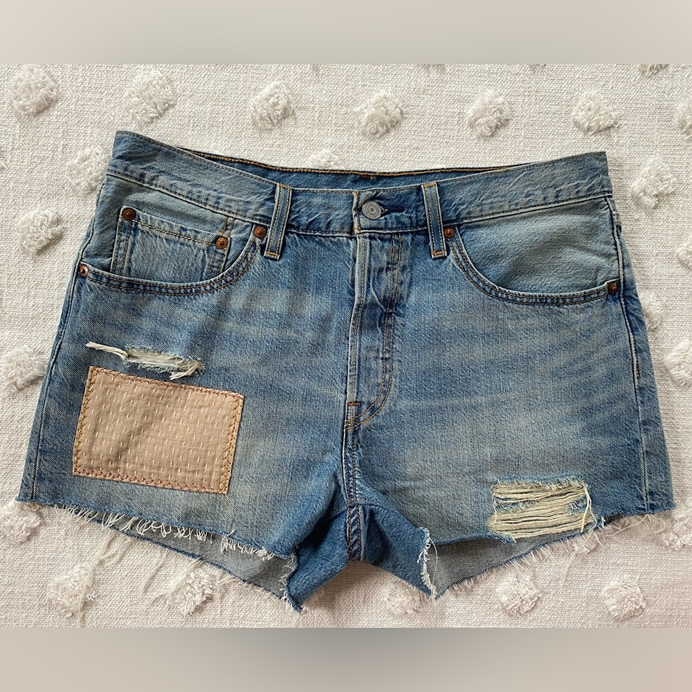 Levi's High Rise Patchwork Hidden Button Fly Deni… - image 1